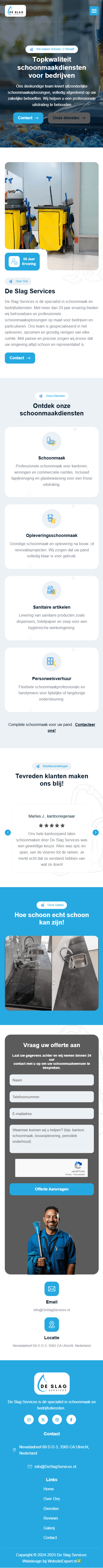 De Slag Services — mobiele weergave