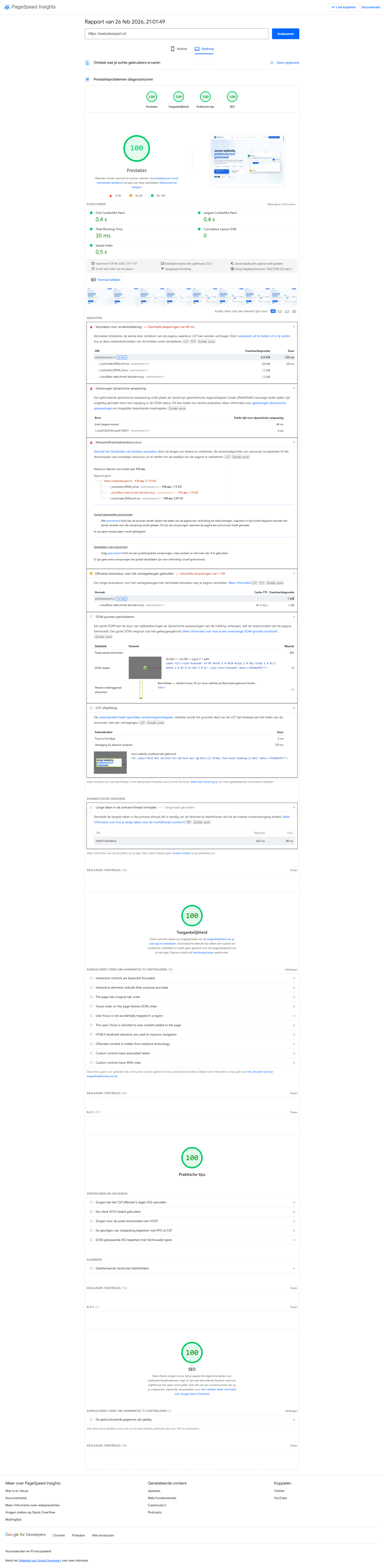 PageSpeed na desktop
