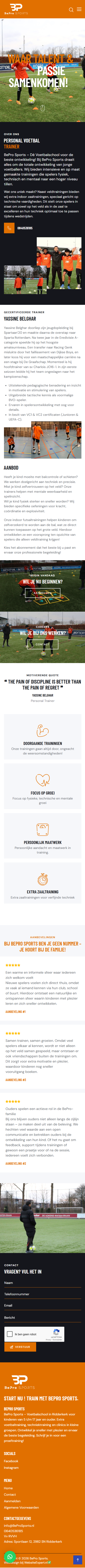 BePro Sports — mobiele weergave