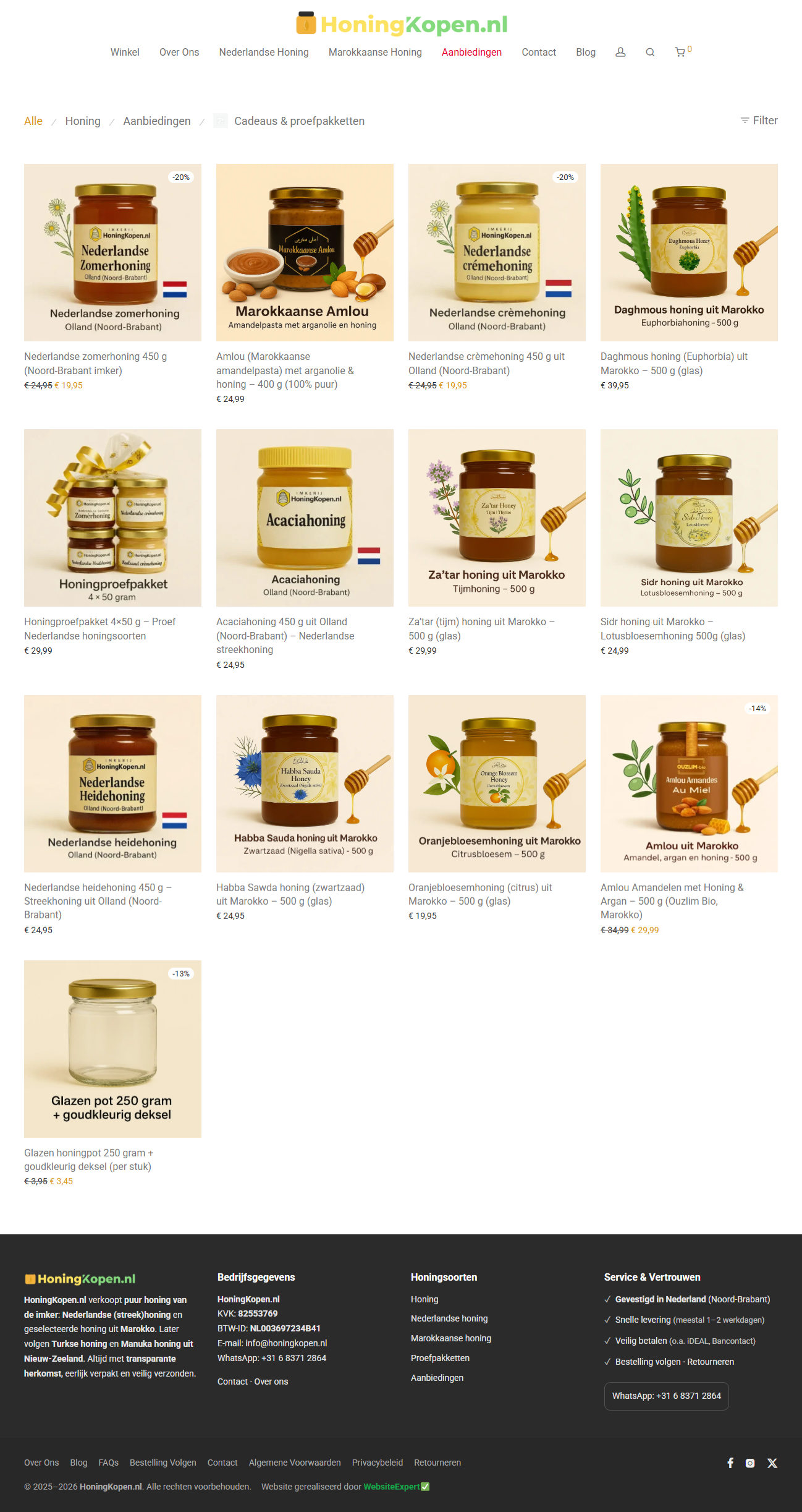 Honingkopen.nl — desktop weergave