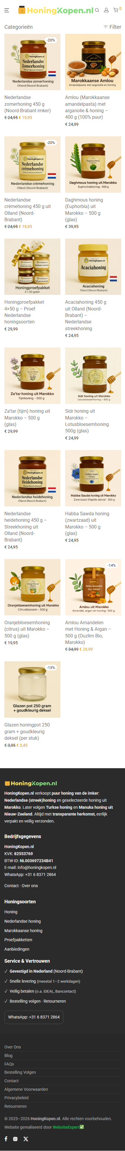 Honingkopen.nl — mobiele weergave