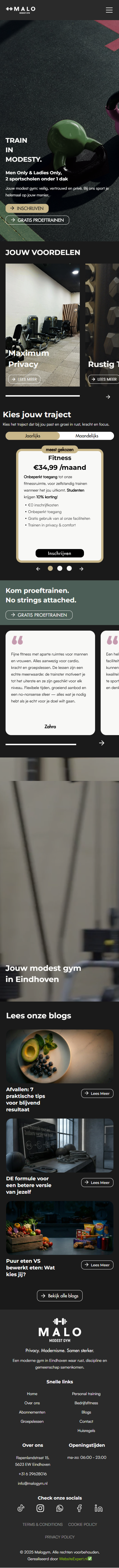MALO Gym — mobiele weergave