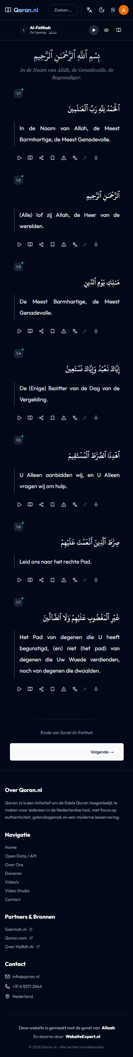 Qoran.nl — mobiele weergave